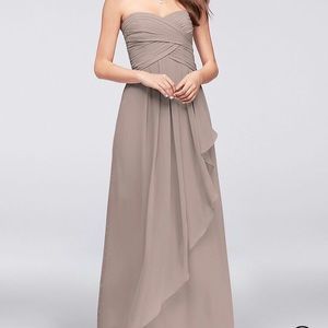 Strapless Chiffon dress with cascade skirt